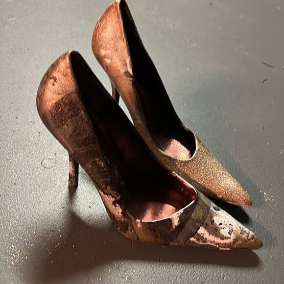 Size 41 (9) Red Luxe Vianna Collection Custom Upcycled Glitter Stilettos - Picture 3 of 5